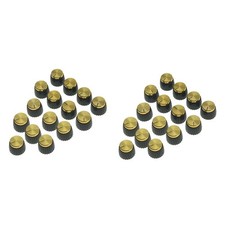 30Pcs Guitar Amplifier Push on Fit Knobs Black with Gold Aluminum Top2430