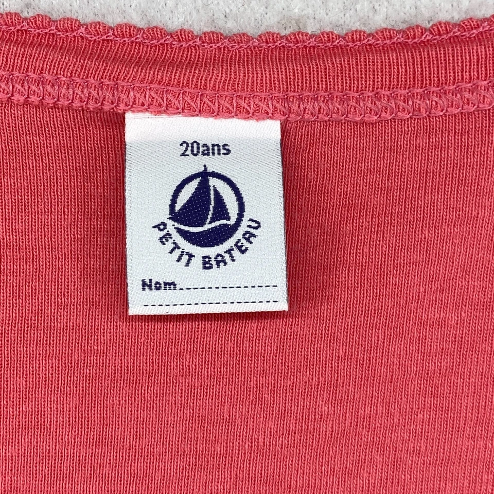 PETIT BATEAU Top Womens 20ans L Interlock Jersey V-Neck Cap Sleeve Cotton Pink - Image 4 of 4