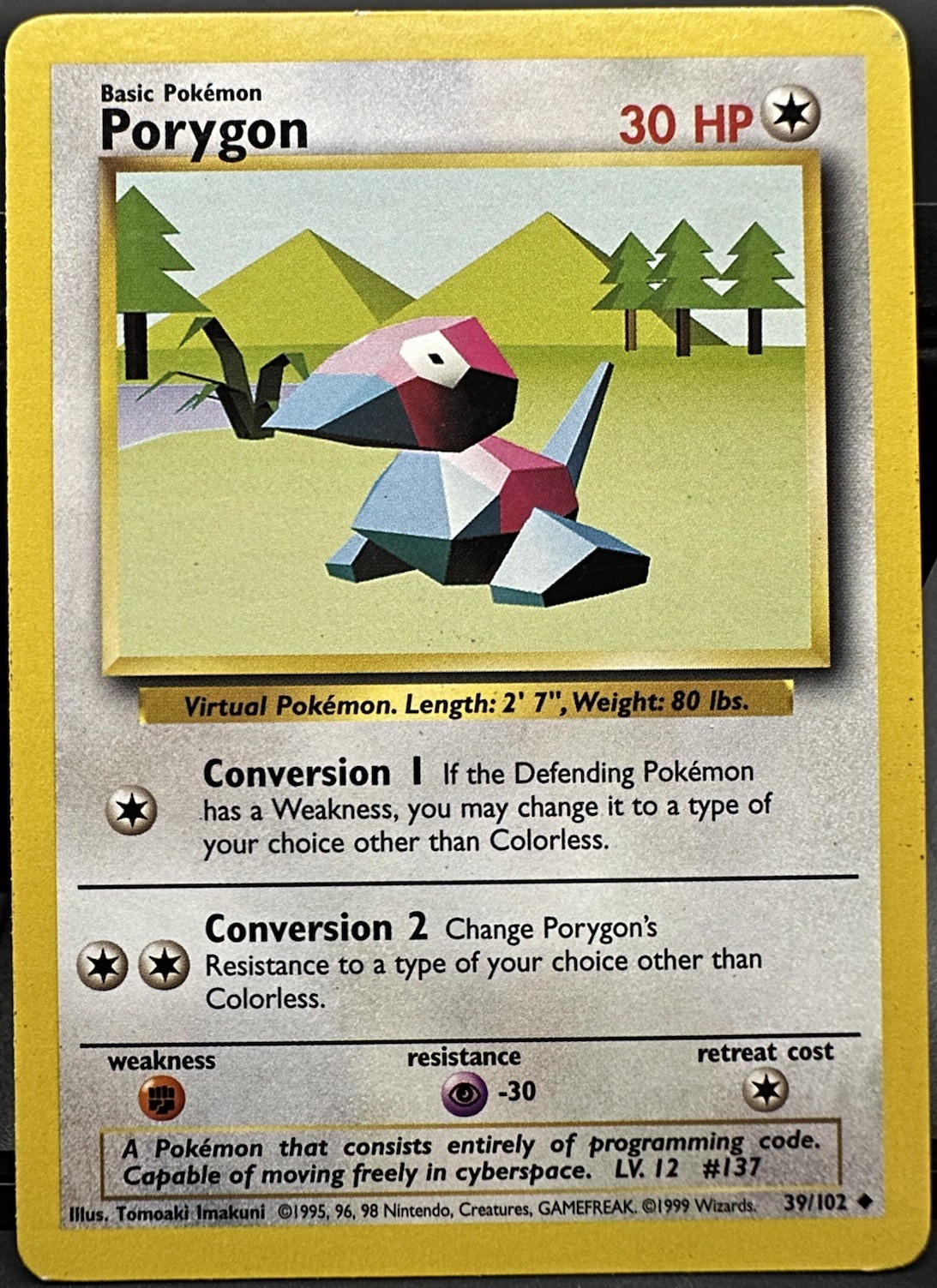 Porygon 39/102 Base Set Unlimited Pokemon TCG 1999 MP