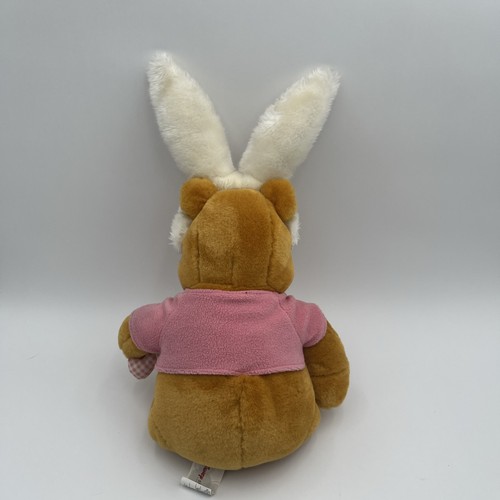 Disney Store Winnie-the-Pooh Easter Bunny Plush w Pink Gingham Rabbit 16" - Picture 5 of 13