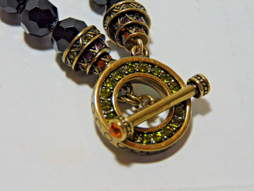 HEIDI DAUS WUNDERSCHÖNE SCHWARZE HALSKETTE mit MEHRFARBIGEM KRISTALLAKZENT 18" - Bild 1 von 10