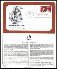 1991 William Saroyan author Sc 2538 FDC PCS panel, playwright short story writer