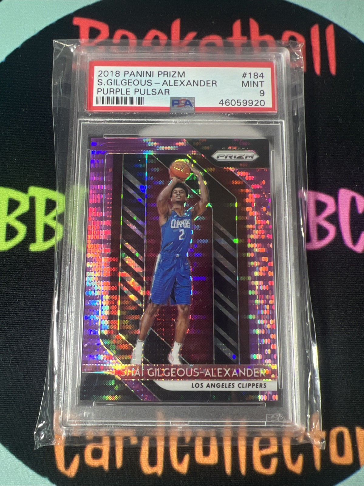 2018 Prizm #184 Shai Gilgeous Alexander PURPLE PULSAR 24/35 Rookie RC PSA 9 MINT