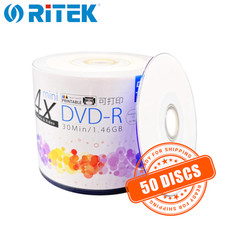 Ritek Mini DVD-R Disc 1.4GB 4x 8cm 3" Blank DVD Recordable Printable - 50 Discs
