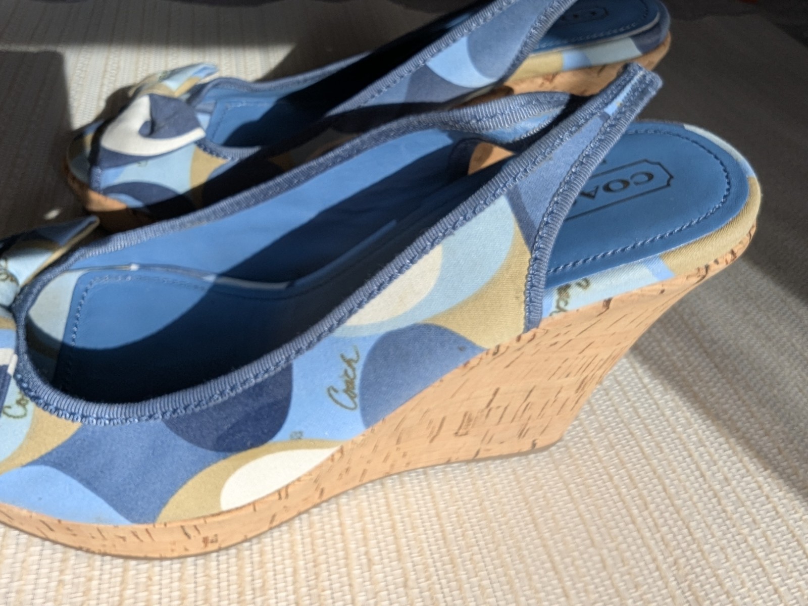 Coach Blue/Tan "Gwynnie" Signature Pattern Wedges… - image 5
