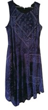 Simply Vera Vera Wang Dress L Purple Parsley Print Sleeveless Handkerchief