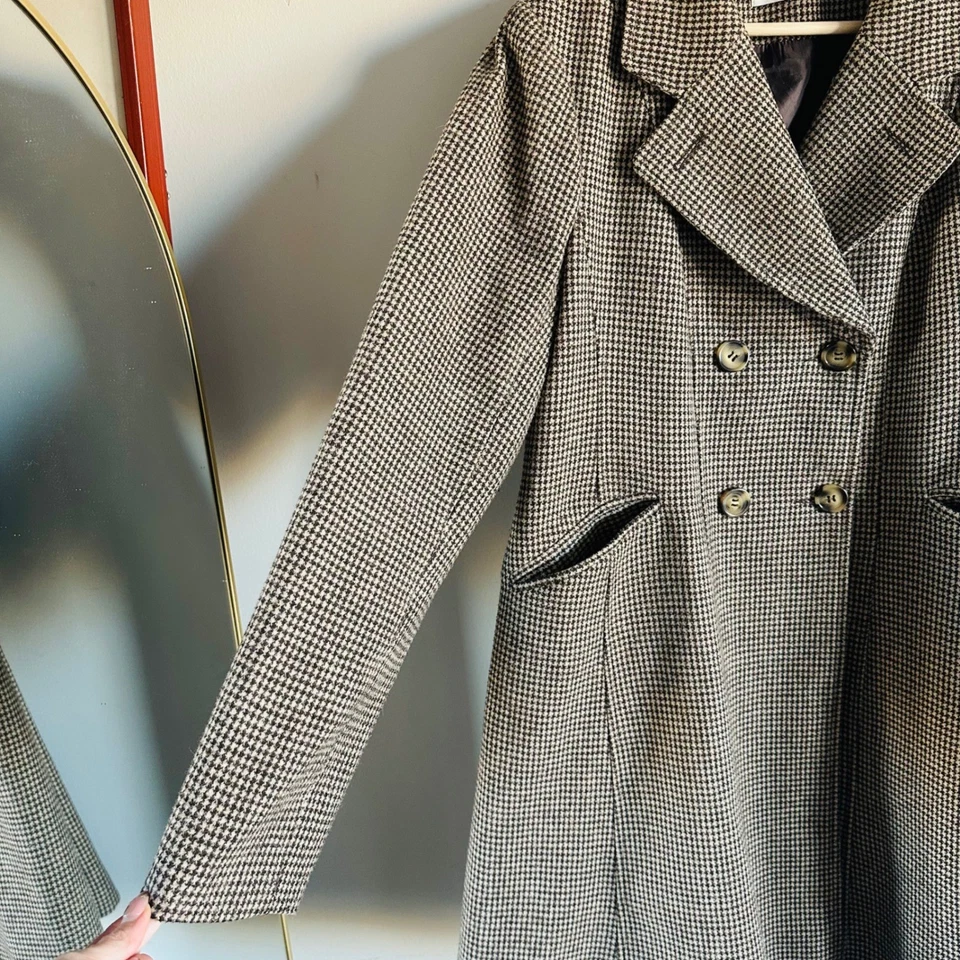 Abrigo de montar Hopeless Romántico Marrón Pata de Gallo Corsé Espalda Talla M Ecuestre Foto 3 de 4