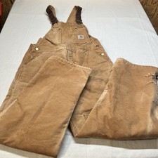 Vintage Carhartt Bib Overalls 90s 38x31/32 Bibs Workwear Distressed Insulated
