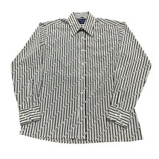 VTG GIVENCHY FOR CHESN STRIPED LONG SLEEVE BUTTON UP SHIRT SZ L TAN WHITE 37 