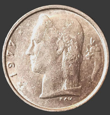 Belgian 1977 Belgium 1 Franc Very Nice  Collector Coin  World Coin Europe