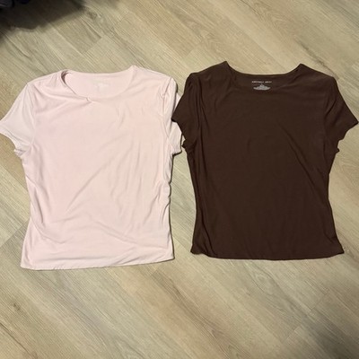 Sincerely Jules Women s Large T Shirt Lot 2 Pink Brown Stretch Fitted Basic Tees