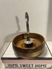 Vintage MCM Mid-Century Wood Nut Bowl with Attached Nut Cracker ~ 8”
