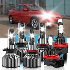 For Mazda 3 2004-2005 LED Headlight Kit Hi/Low Beam+Fog Light Bulb Super Bright