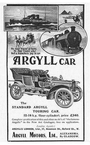 ARGYLL MOTORS LTD Alexandria, Dunbartonshire - Antique Advertisement 1907