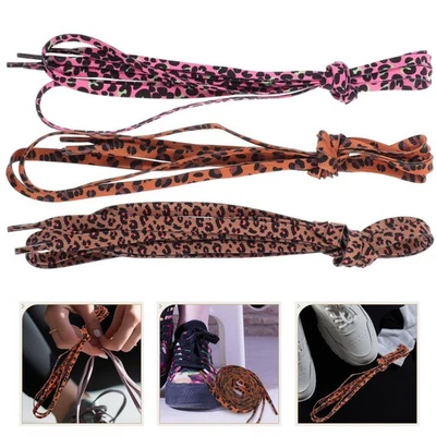 3 Pairs Schnürsenkel Leopardenmuster Satin Ersatz Für Schuhzubehör - Bild 1 von 4