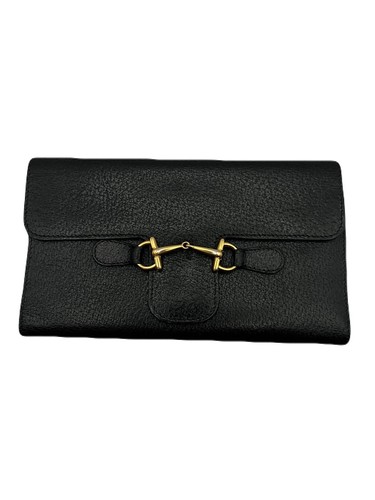 Gucci Long Wallet Leather Black USED TA176-1
