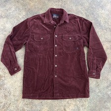 90s Vintage Burgundy Jeans West check CORDUROY button up shirt M