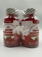 softbear Creatine Monohydrate Gummies 5g, Sugar Free Pre Workout 120 Count