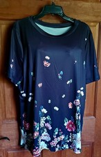 Pullover Top Black Floral Short Sleeve Soft Casual Size Xxl Nwot Pullover Top Black Floral Short Sleeve Soft Casual Size Xxl Nwot