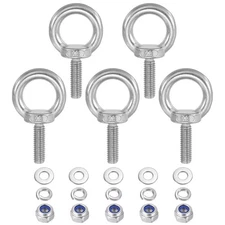 5Pcs M8 x 25mm 304 Stainless Steel Lifting Shoulder Eye Bolt with Nuts Washers