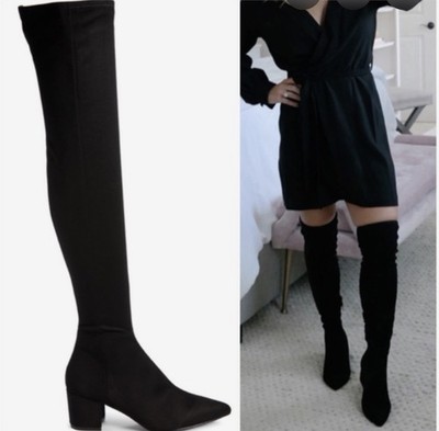 Steve Madden Brinkley Over the Knee Stretch Boot Black Suede Size 9.5 OTK 