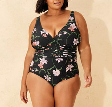 Women's Waist Detail Surplice Full Coverage One Piece Swimsuit-Shade  Shore 18