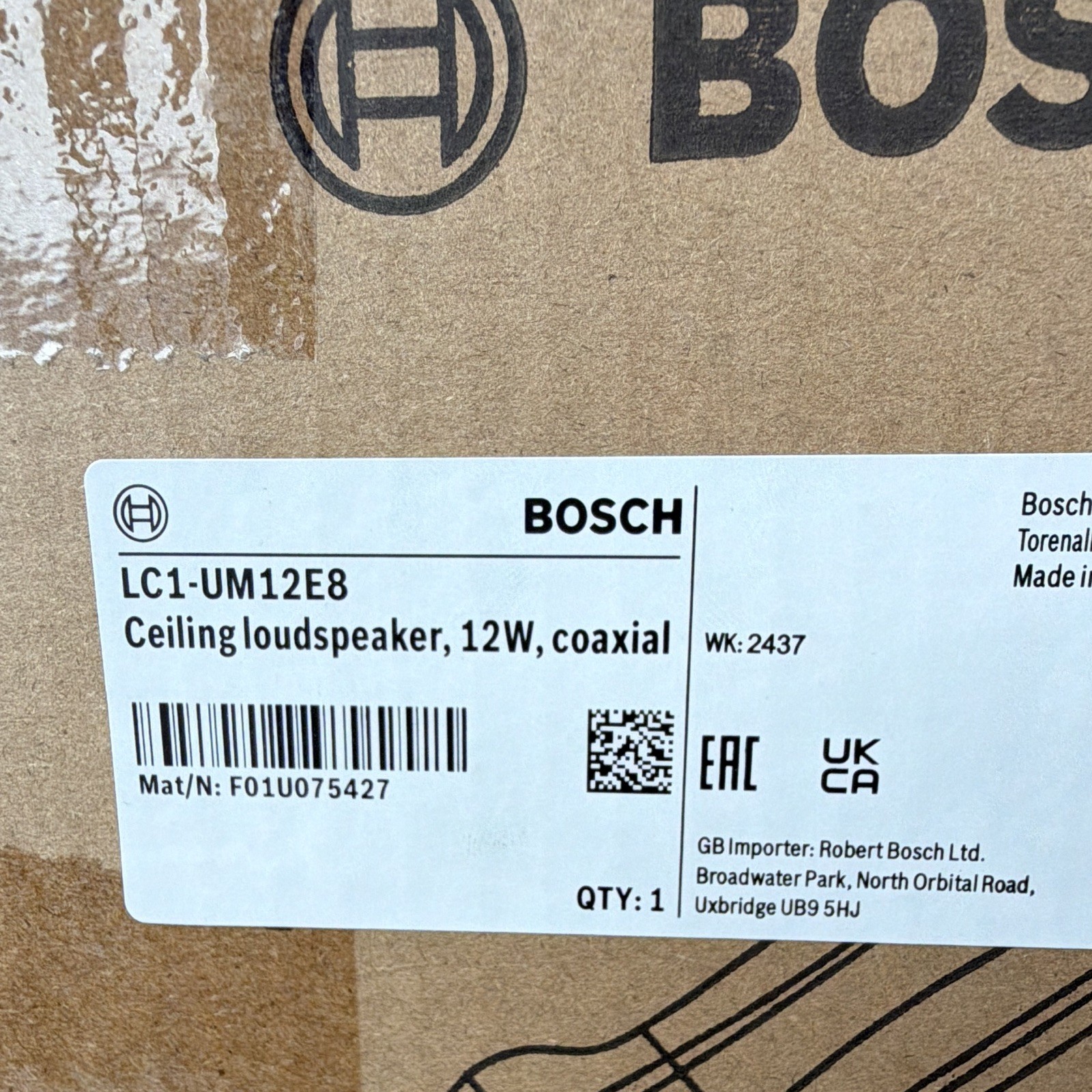 Bosch LC1-UM12E8 12W 12V DC Round Panel-Mount Ceiling Audio Speaker 90dB