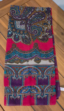 Vtg Italian Floral Paisley Scarf Blue Pink 100 Polyester Made Italy 45  x45  