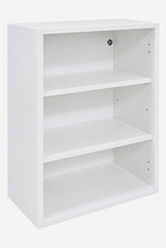 White Open Face Kitchen Wall Unit, 2 Shelves, Matte Particle Board 60x72x30cm