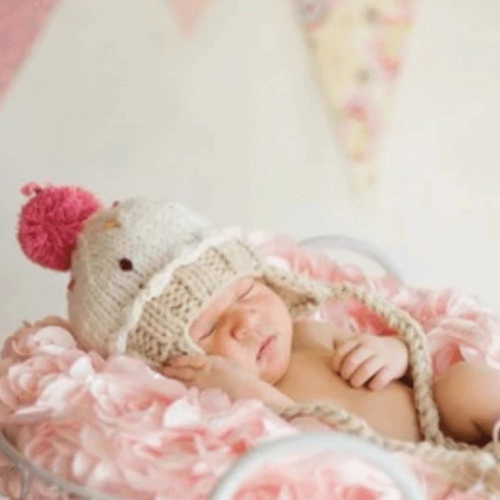 Daisy Baby Toddler Crocheted Cupcake Hat Beanie with Ear Flaps 12-24 Months NWT