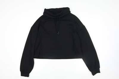 F&F Active schwarzer Damen Pullover Sweatshirt mit kleinem Trichterausschnitt