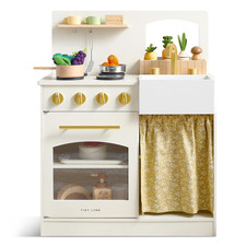 Tiny Land Wooden Play Kitchen for Toddlers, Compact Cream Large, White