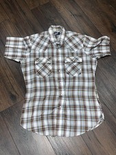 Vintage 70s 80s Levi  s White Tab Tapered Fit Western Shirt Sz. Lg Plaid Cowboy
