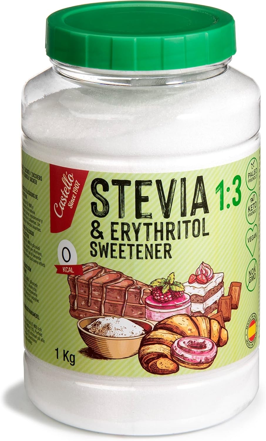Castello since 1907 Stevia + Erythritol 1:3 Sweetener | 1g = 3g of sugar | 100%