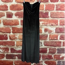 PrettyLittleThing Dress Womens 10 Plain Black Strapless Velvet Maxi Evening Gown