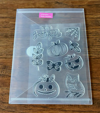 Halloween Clear Stamps Set Pumpkin Owl "Hello Bootiful" Spooky Card Making