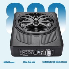 10'' 800W Slim Under-Seat Subwoofer Powered Car Truck Sub w/ Amp Kit Speaker
