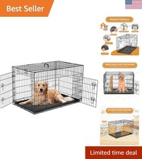 36 Inch Portable Double Door Dog Crate - Safe, Durable Metal Kennel for Travel