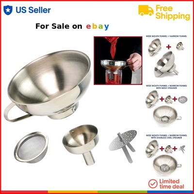 Stainless Steel 4-Piece Funnel Set Multi-Purpose for Canning, Pouring, Straining