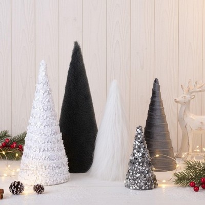 5 Pcs Christmas Cone Tree Centerpieces, Glitter Christmas Cone Tree Table Dec...