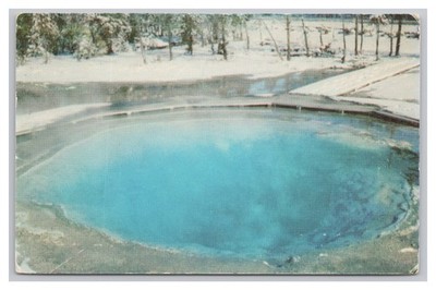 Yellowstone Park Morning Glory Pool Hot Spring Winter Scene Vintage Postcard