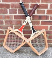 Vintage Pair of Sears Roebuck Co. Wood Super Ace Tennis Racquets with Brace 1209