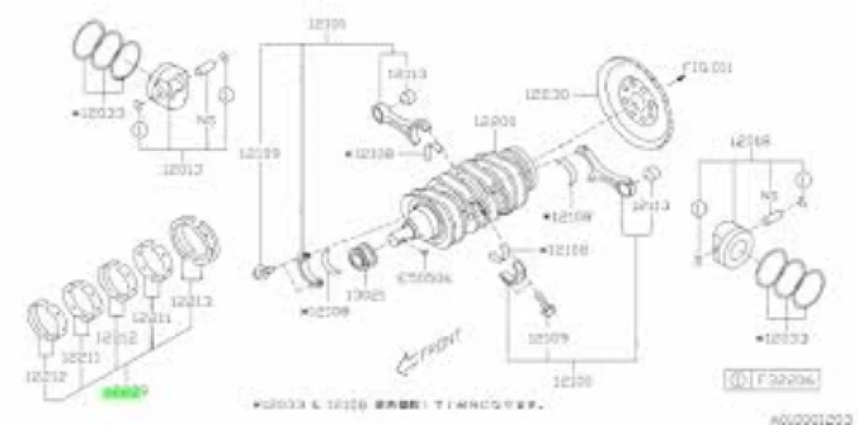 Genuine SUBARU Legacy B14 B15 Impreza Engine Crankshaft Main Bearing 12209AA650 Foto 4 de 4