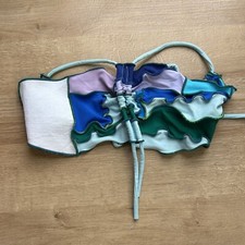 Sherris Shop Blue White Purple Green Ruffle Bikini Top Women's Size Small S