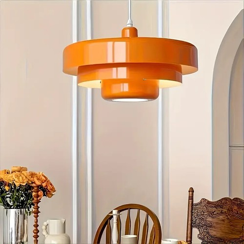 Neu Vintage Kronleuchter Metall Orange Lampe Hängeleuchte Stil 1960er Jahre - Bild 15 von 17