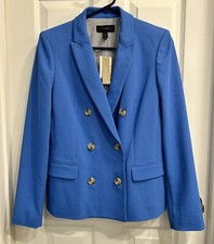 J Crew Womens Blazer Double Breasted Vibrant Blue Size 8 Nautical Summer
