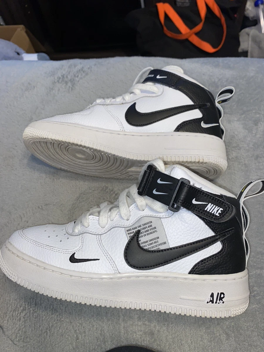 Nike Air Force 1 Mid LV8 GS 'White Black