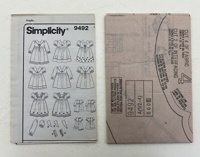 Smplcty 9492 Toddler's Desgn Your Own Dress Sze A