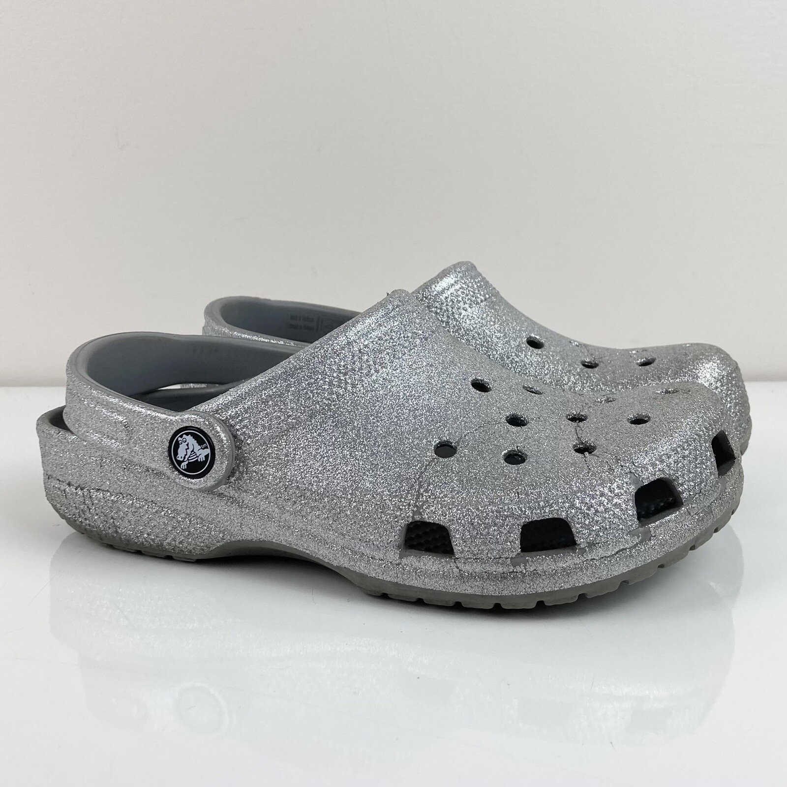 Crocs Women’s Classic Clogs Silver Sparkle Glitter Sl… Gem