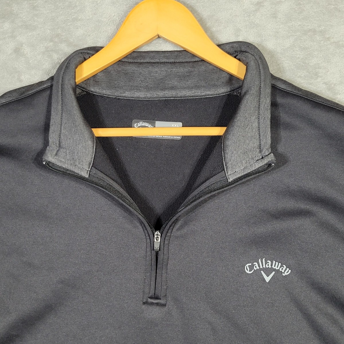 Callaway Golf Mens 2XL 1/4 Zip Pullover Jacket Black Mock Neck XXL